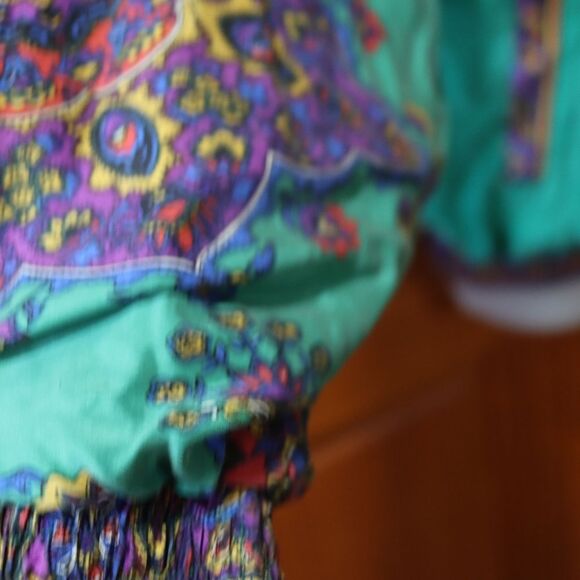 Great Cavalier Vintage Retro Green Mandala Silk Pant Suit Small - Picture 13 of 16